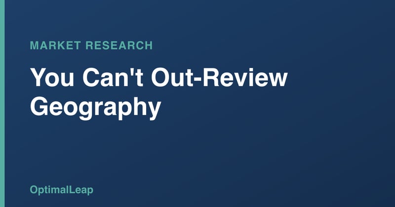OptimalLeap Local Search card headed 'You Can't Out-Review Geography'