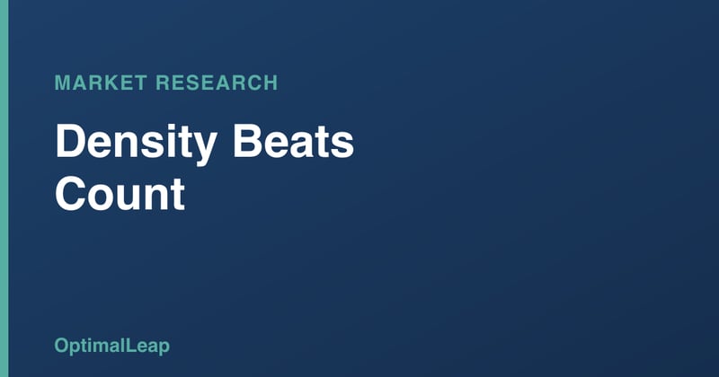 OptimalLeap Market Research card headed 'Density Beats Count'
