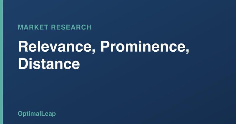 OptimalLeap Local Search card headed 'Relevance, Prominence, Distance'
