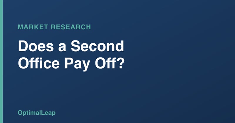 OptimalLeap Market Research card headed 'Does a Second Office Pay Off?'