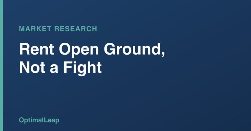 OptimalLeap Market Research card headed 'Rent Open Ground, Not a Fight'